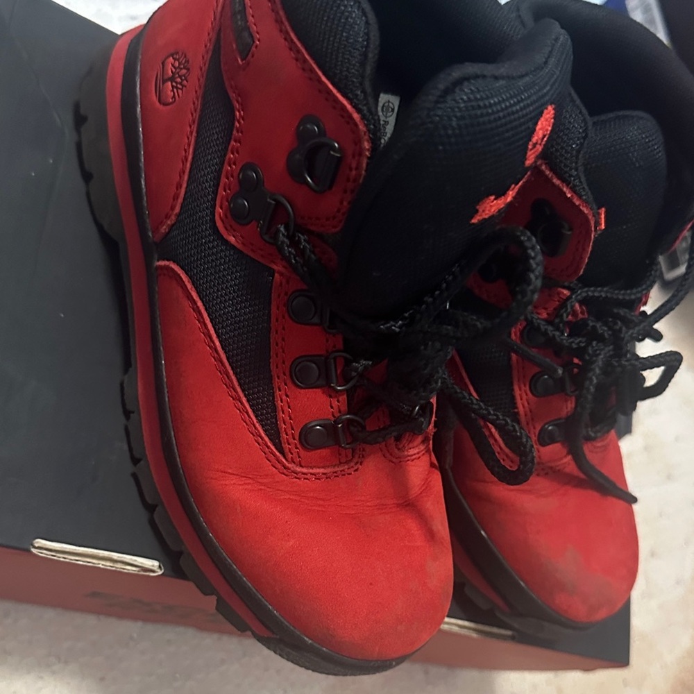 Timberland Kids Red and Black Boots